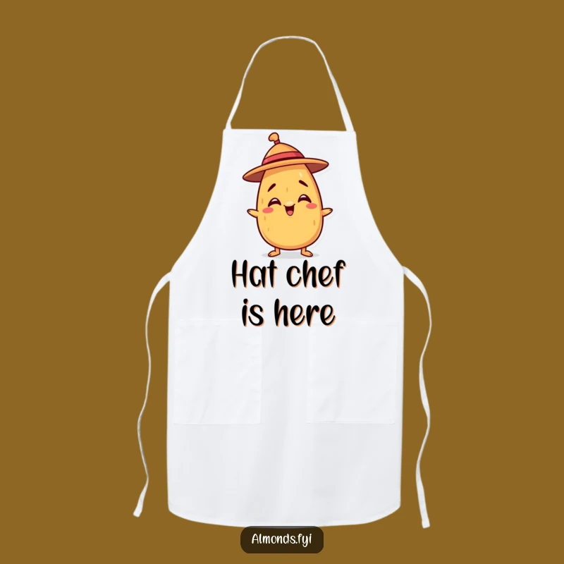 Funny Balancing Hat Almond Apron: Chef Nutty Character for Kitchen Giggles