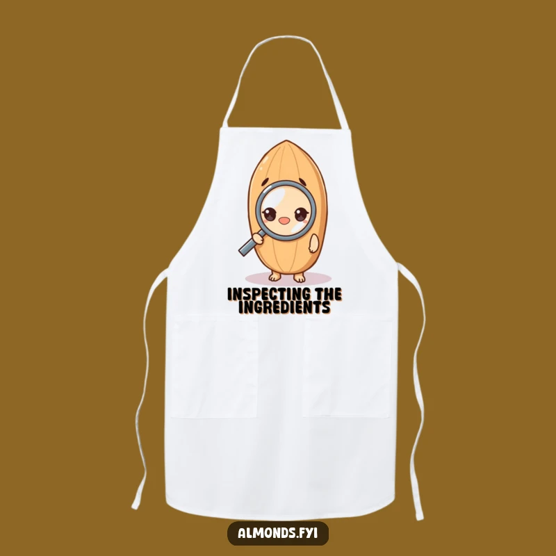 Funny Apron: Curious Almond Character, Kitchen Investigation Humor Gift