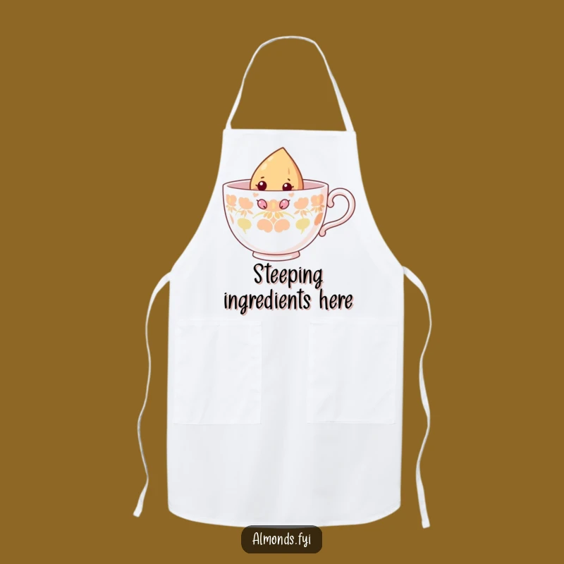 Funny Curious Almond Teacup Apron: Chef Nut's Kitchen Peek - Cooking Gift!