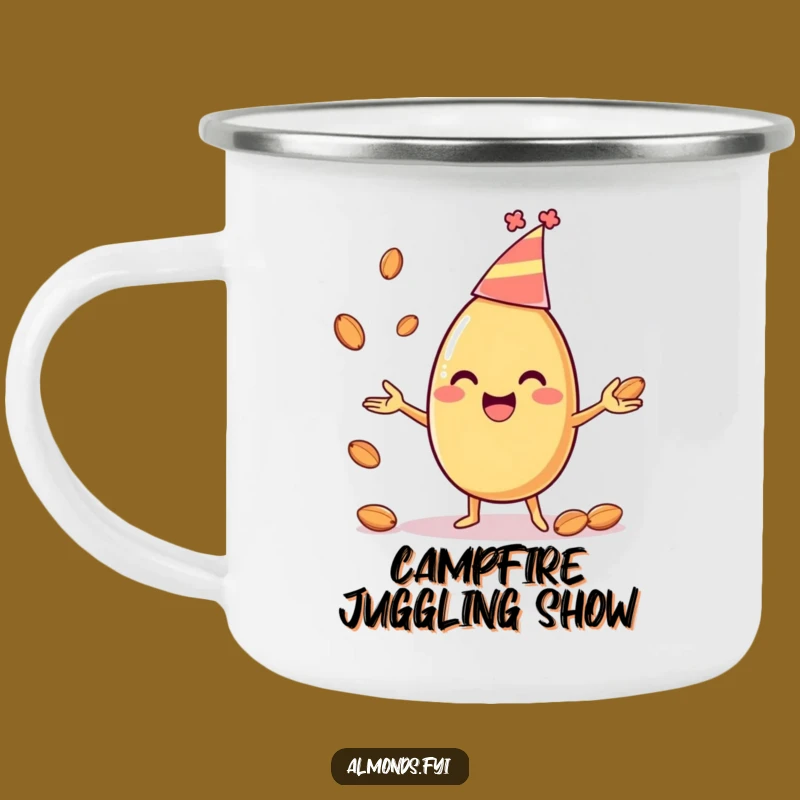 Funny Juggling Almond Camping Mug - Party Around the Fire, Hilarious Outdoors!