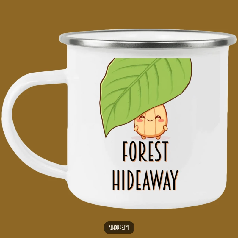 Funny Peeking Almond Camping Mug - Outdoor Nutty Leaf Surprise Gift