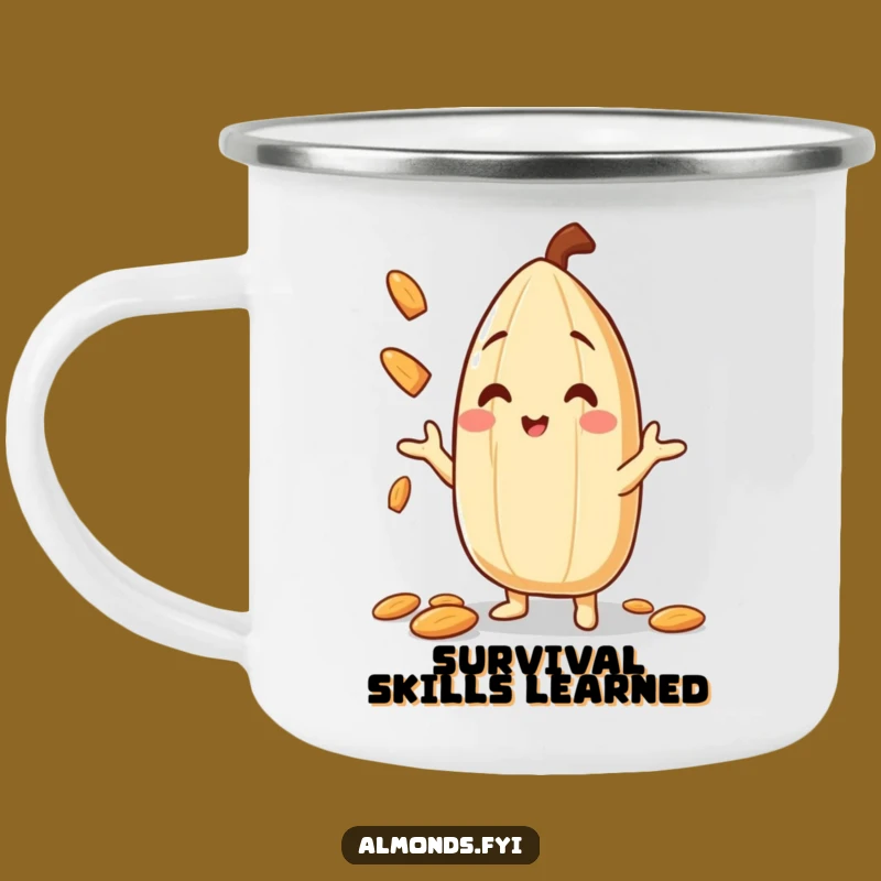 Funny Almond Juggler Camping Mug: Enjoy Your Brews with Nutty Fun!