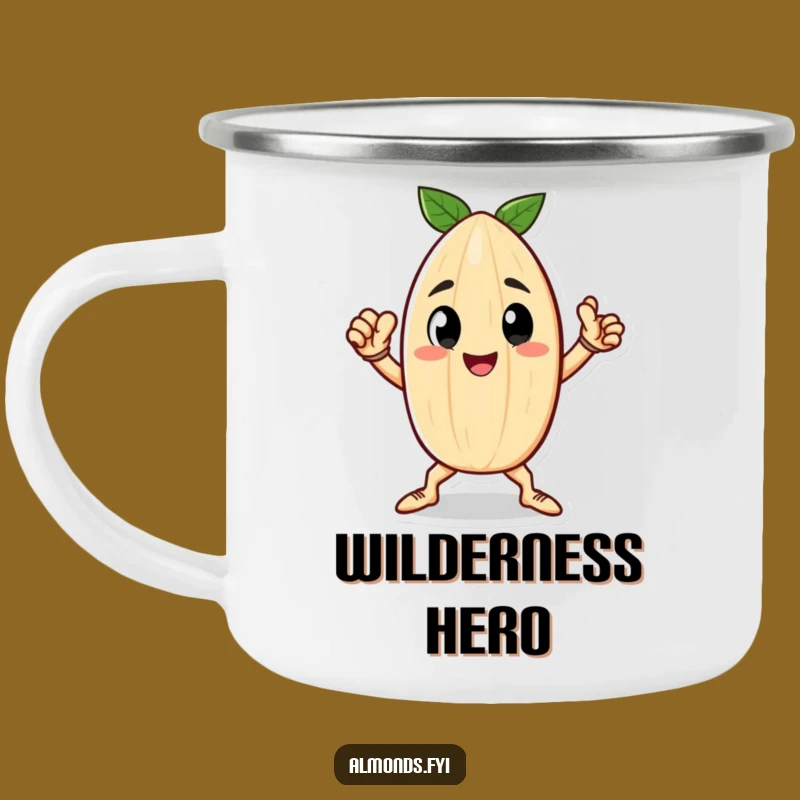 Funny Heroic Almond Camping Mug - Outdoor Nutty Pose Gift