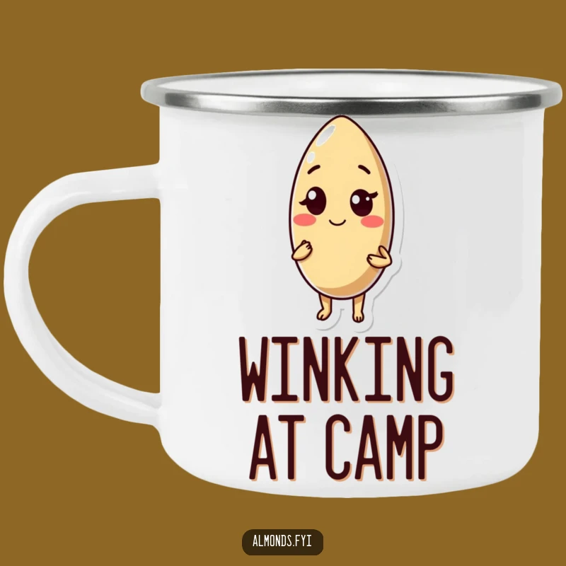 Funny Winking Almond Enamel Mug: Cool Sips for Adventurous Souls