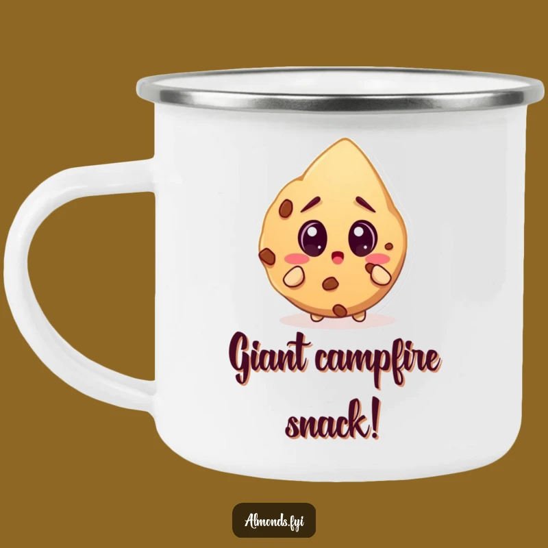 Funny Surprised Almond Cookie Camping Mug: Shocked Nut's Trail Treat - Adventure Gift!