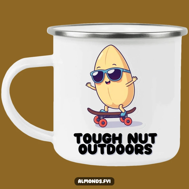 Funny Cool Almond Character Camping Mug - Outdoor Chill Vibes!
