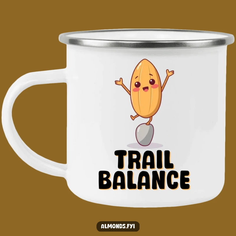 Funny Almond Balancing Act Camping Mug - Durable Nutty Character Outdoor Gift