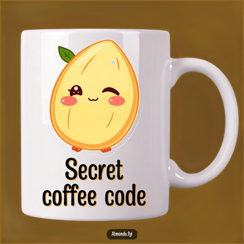 Funny Almond Mug: Winking Character, Perfect for Playful Secret Gift