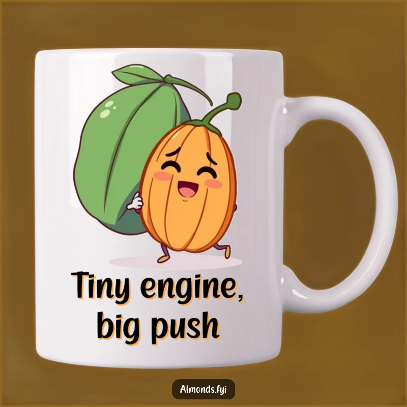 Funny Almond Pushing Raisin Mug: Hilarious Determined Character Gift for Him