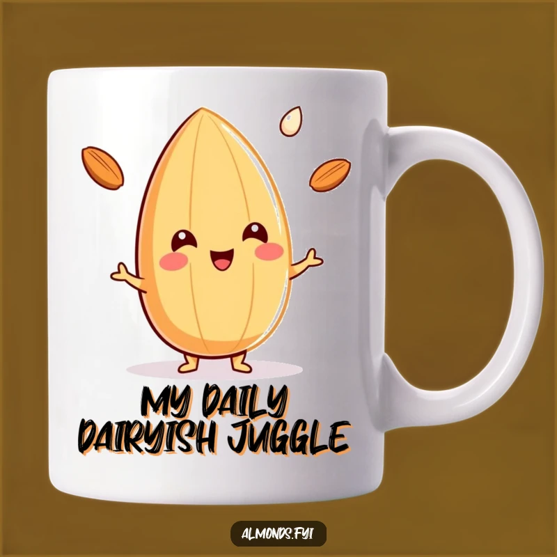 Funny Almond Milk Juggler Mug: A Cheerful Almond's Dairy Delight - Perfect Gift!