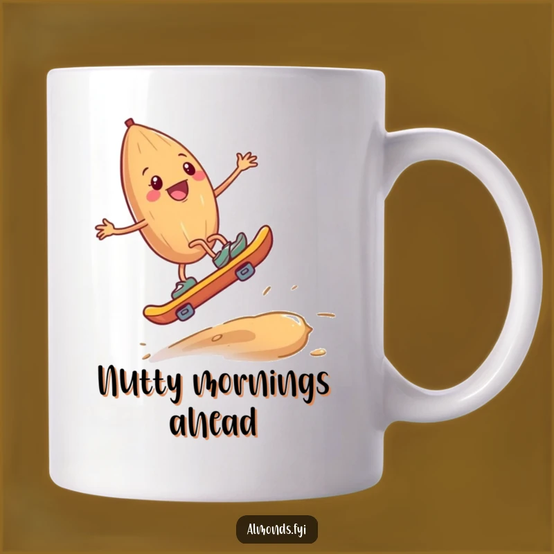 Funny Almond Skateboard Cashew Mug: Joyful Ride & Hilarious Gift Idea