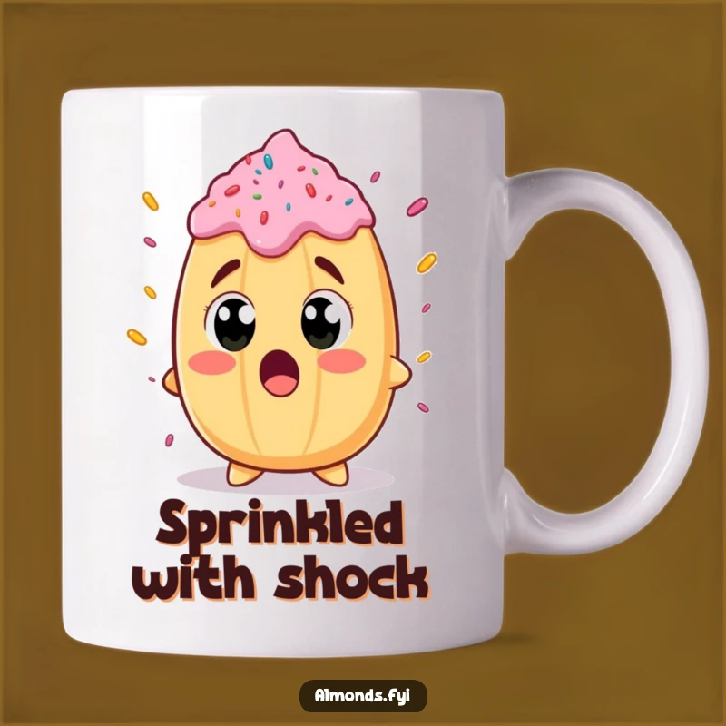 Funny Surprised Almond Sprinkle Mug: Shocked & Hilarious Gift