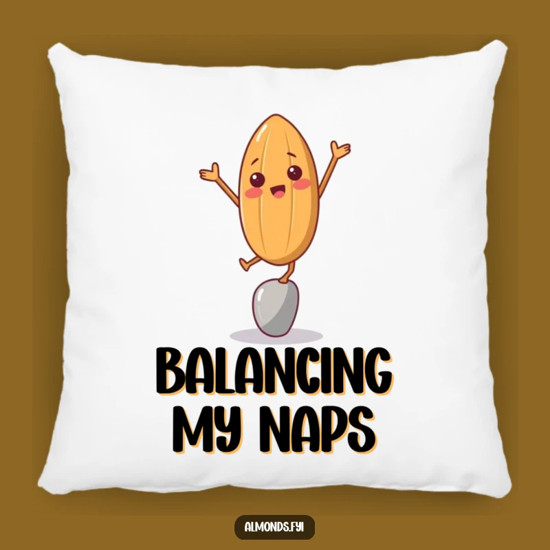 Funny Almond Balancing Act Pillow - Comfy Nutty Character Cushion Gift