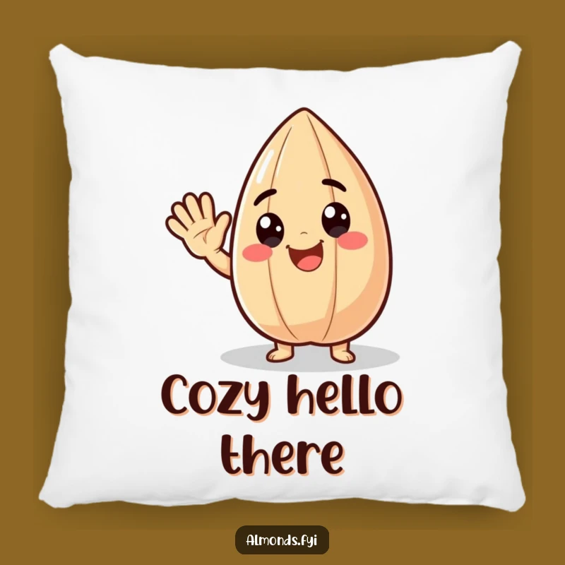 Funny Pillow: Delighted Almond Character, Cozy and Cheerful Decor Gift