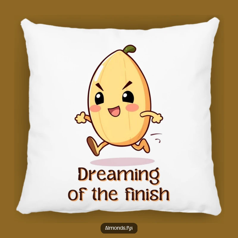 Cozy Funny Almond Sprinter Pillow: Determined Nut Comfort, Hilarious Decor Gift!