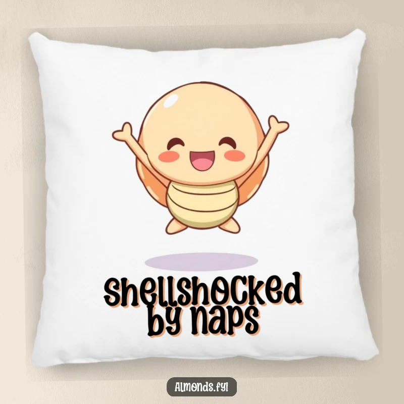 Funny Pillow: A cute, smiling shell character happily jumping, bringing a soft touch of joy.