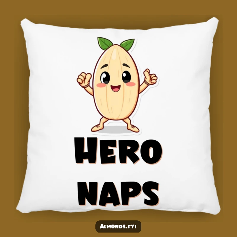 Funny Heroic Almond Pillow - Cozy Nutty Pose Cushion Gift