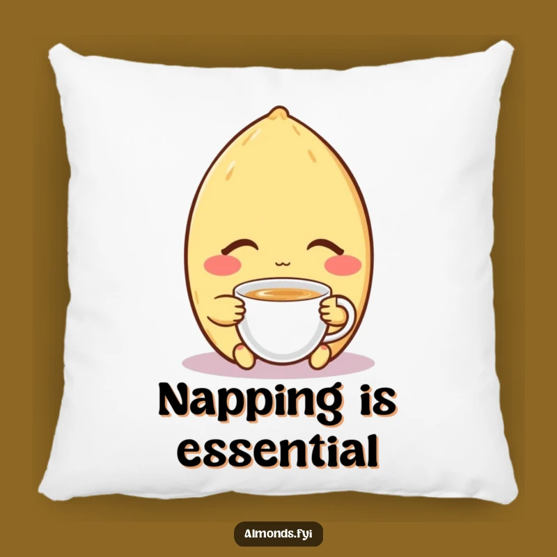 Funny Accent Pillow: Content Almond's Tea Time, Comfy and Funny Relaxation Decor
