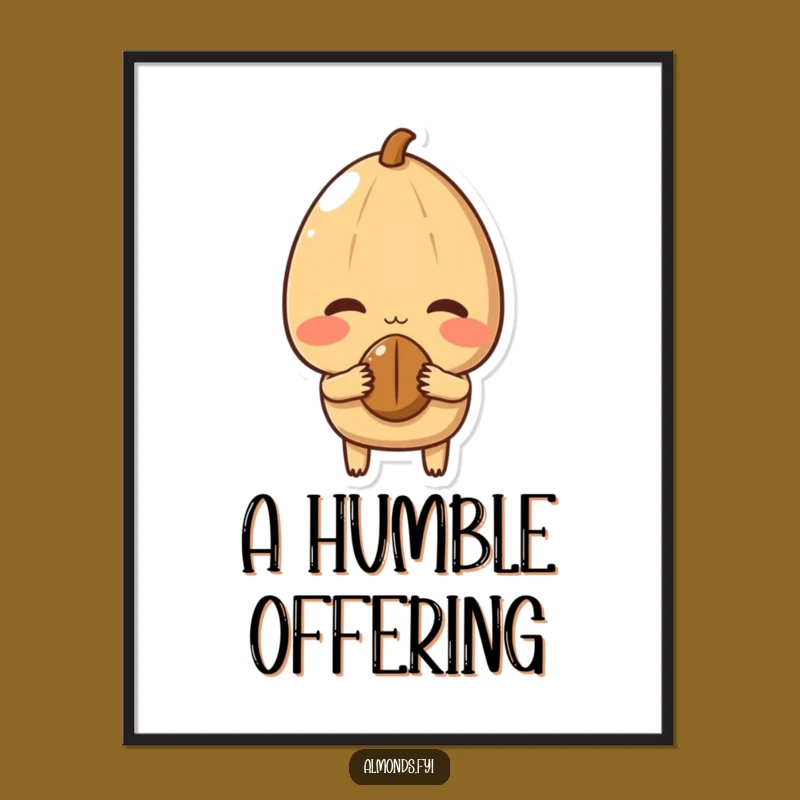 Funny Shy Almond Digital Art Print: Bring Sweet Bashfulness to Your Walls!