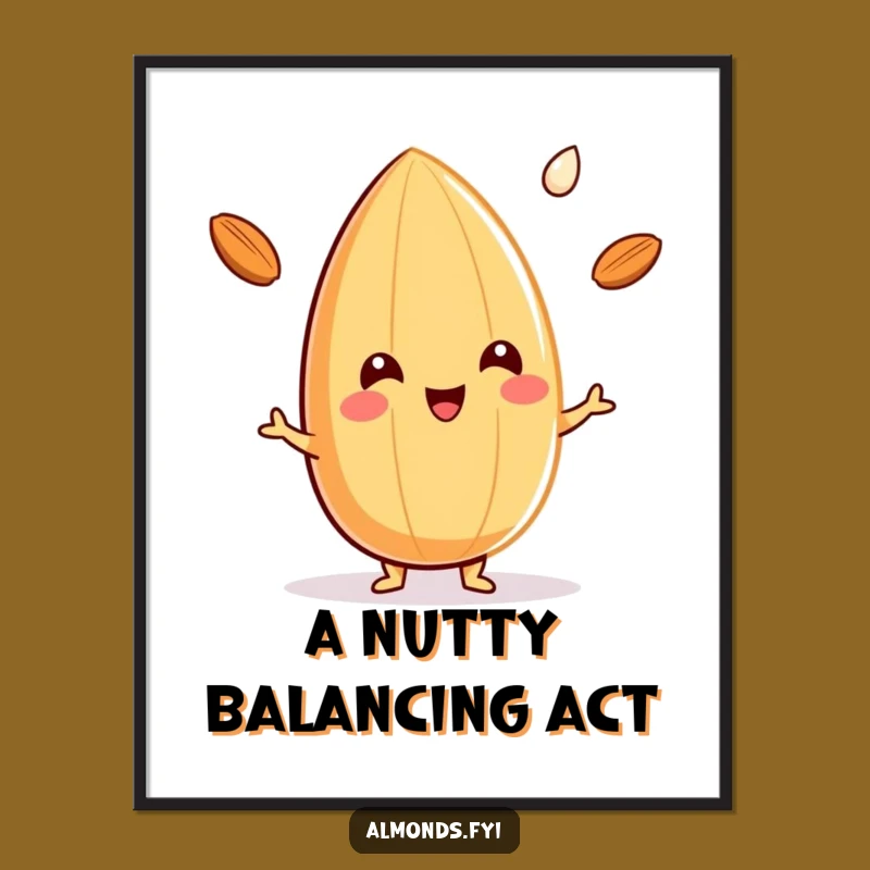 Funny Almond Milk Juggler Digital Art: Cheerful Nut's Whimsy - Instant Download Gift!