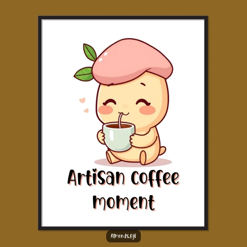 Funny French Almond Art Print: Happy Character's Chic Decor