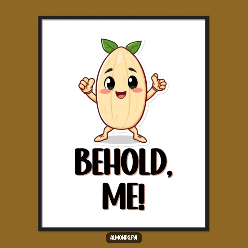 Funny Heroic Almond Digital Print - Instant Nutty Pose Decor Gift