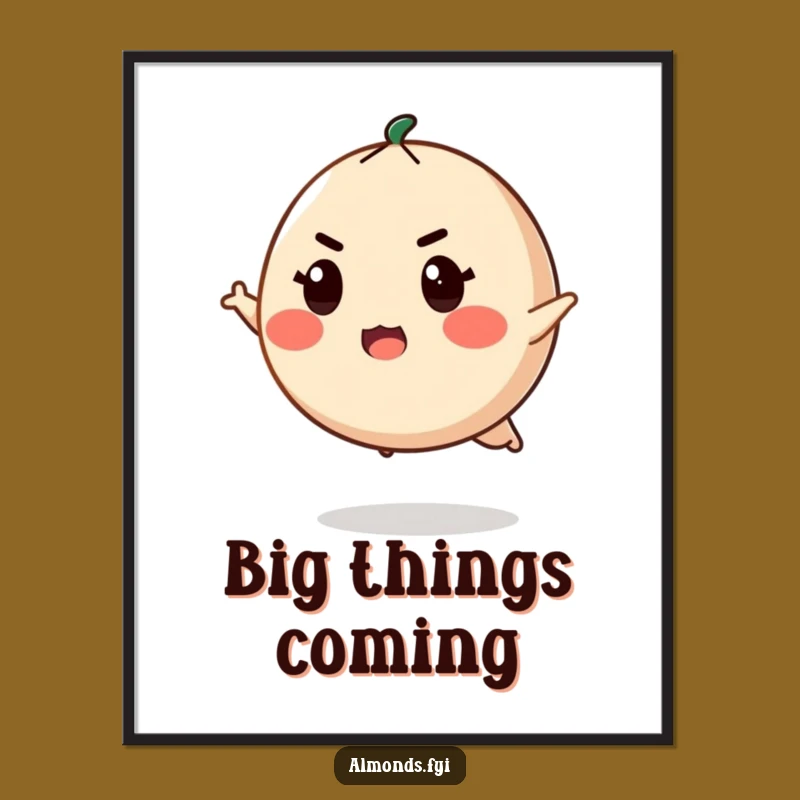 Funny Motivational Leap Art Print: Almond Ready, Digital Funny Gift