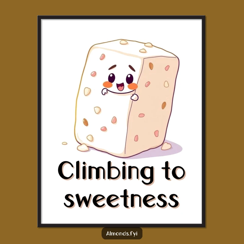 Funny Determined Almond Climbing Digital Art: Instant Motivational Decor