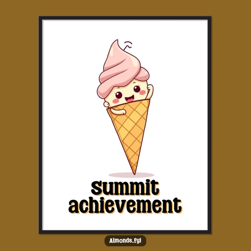 Funny Almond Ice Cream Climb Print: Instant Hilarious Art for Nutty Spaces