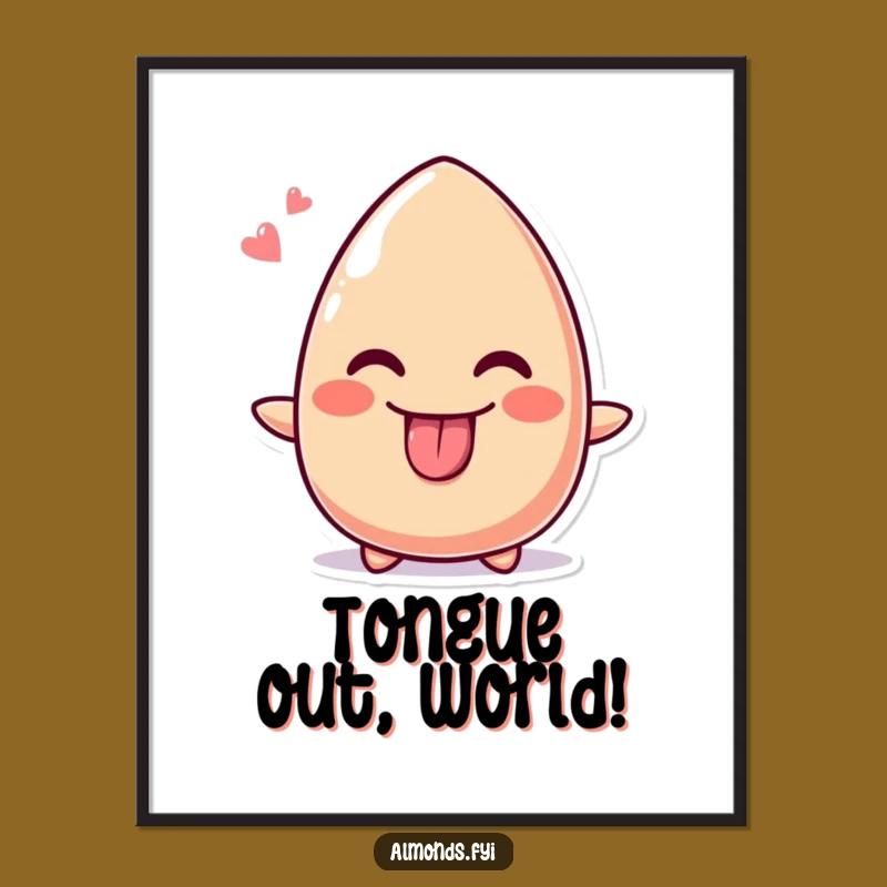 Funny Cheeky Almond Digital Art, Tongue Out Download, Printable Funny Gift