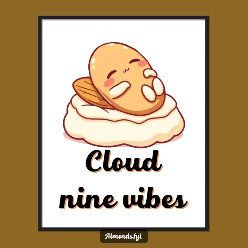 Funny Digital Almond Art: Relaxed Cream Lounger Print Funny Gift