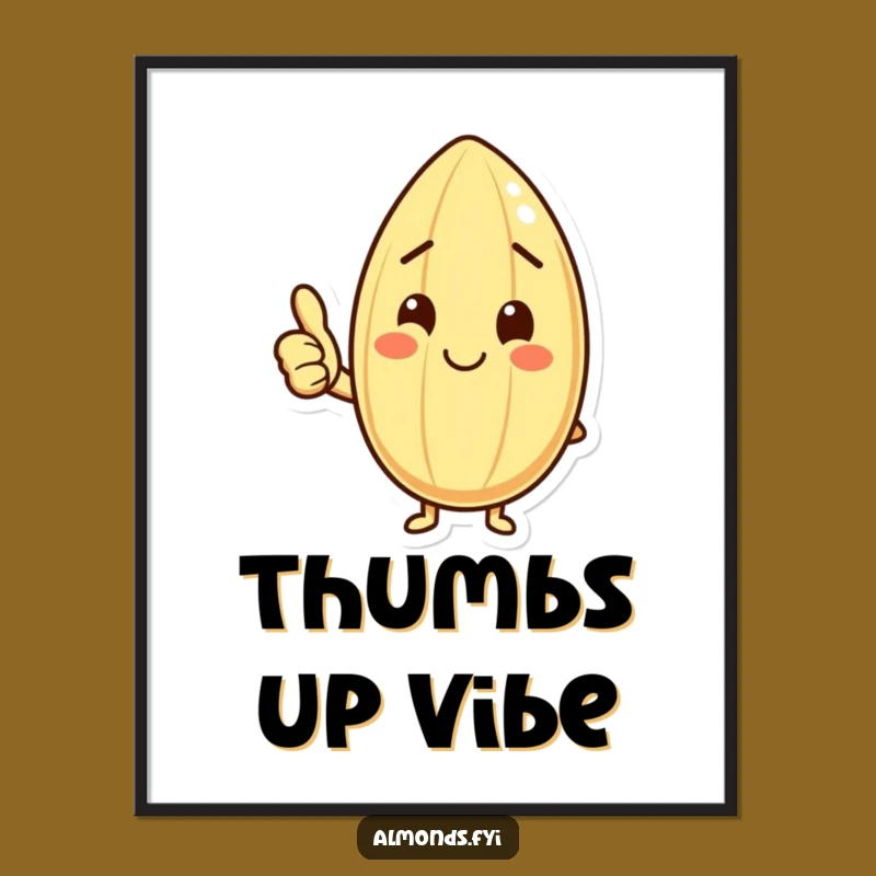 Funny Happy Almond Thumbs Up Digital Art: Instant Cheerful Decor