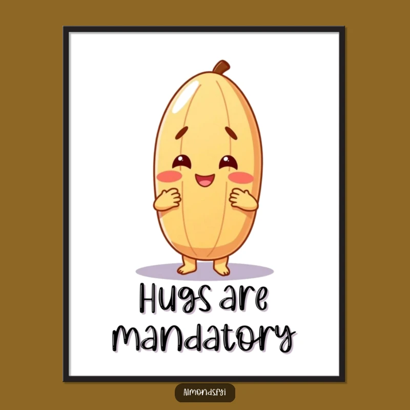 Funny Hugging Almond Digital Art - Instant Warm Embrace for Walls!
