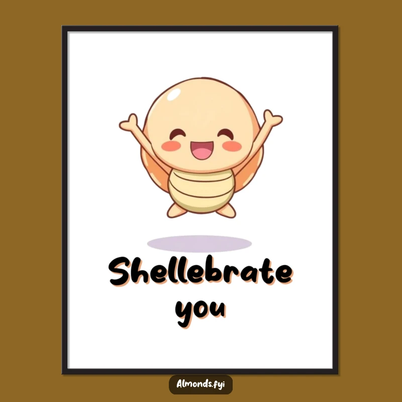 Funny Joyful Shell Character Digital Art - Instant Happy Decor Gift Download