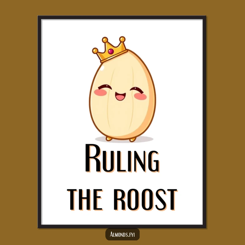 Funny Regal Almond Digital Art, Giggling Crowned Character Download, Printable Funny Gift
