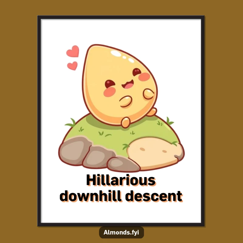 Funny Rolling Almond Digital Art: Giggling Nut Print, Instant Joy Gift!