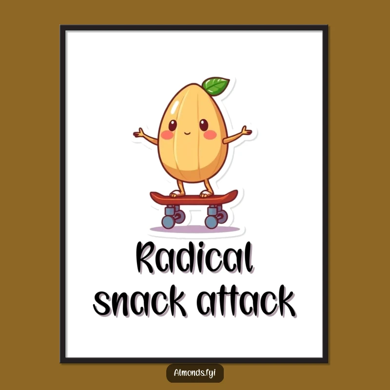 Funny Skater Almond Digital Art, Balancing Board Download, Whimsical Funny Gift