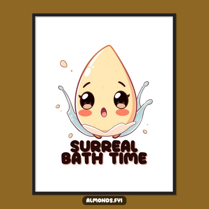 Funny Splash Almond Digital Print: Instant Surprised Eyes Wall Art