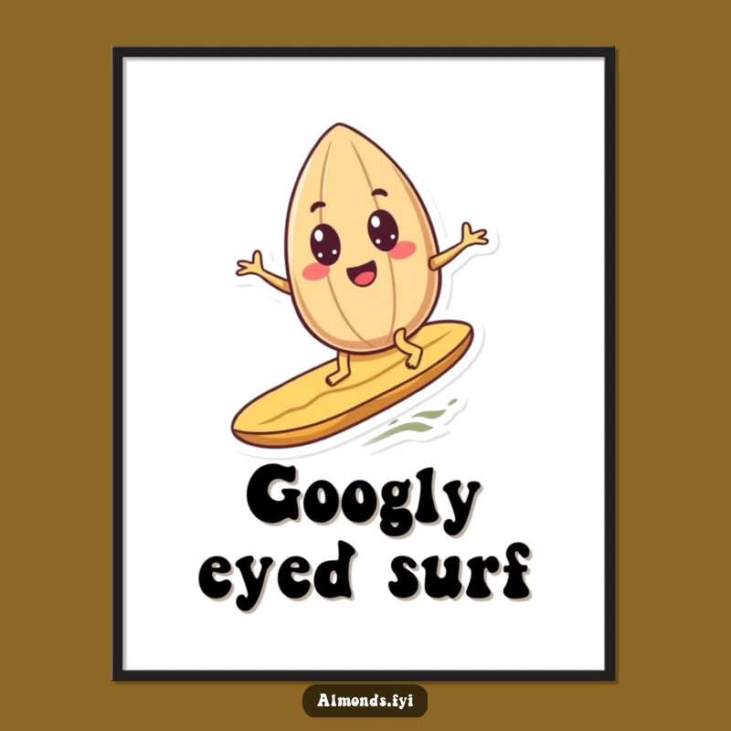 Funny Surfing Almond Digital Art - Googly Eyes Nutty Downloadable Art Gift!