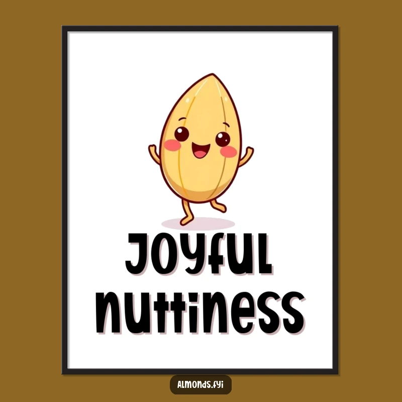 Funny Happy Almond Jig Digital Art - Nutty Character Wall Decor Gift