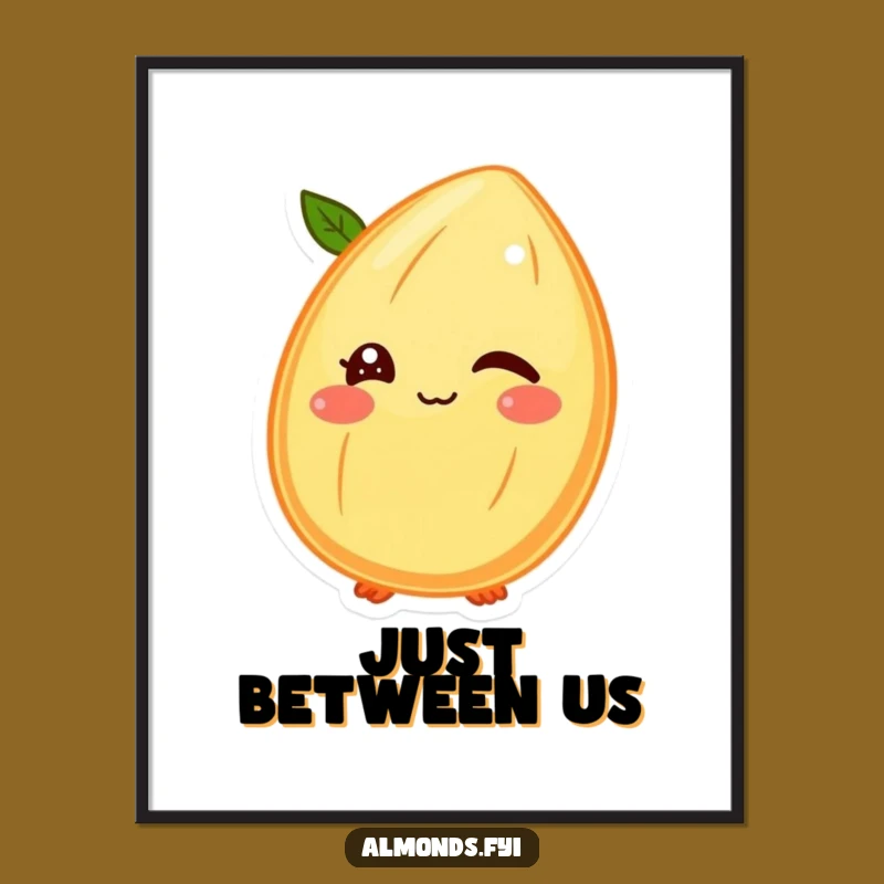 Funny Digital Art Print: Winking Almond Character, Instant Playful Download