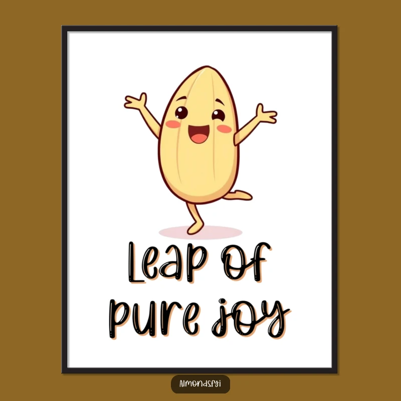 Funny Cheerful Almond Cartwheel Digital Art Print: Bring Energetic Joy Indoors!