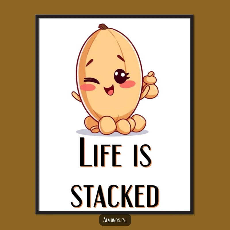 Funny Winking Almond Balancing Digital Print - Instant Playfulness for Your Walls!