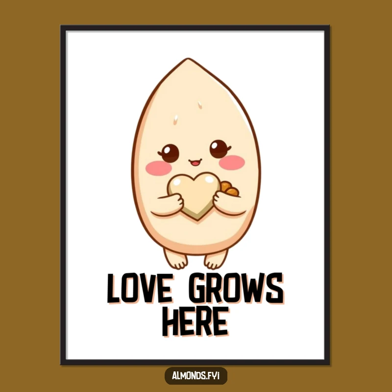 Funny Blushing Almond Love Digital Print - Instant Romance for Your Walls!