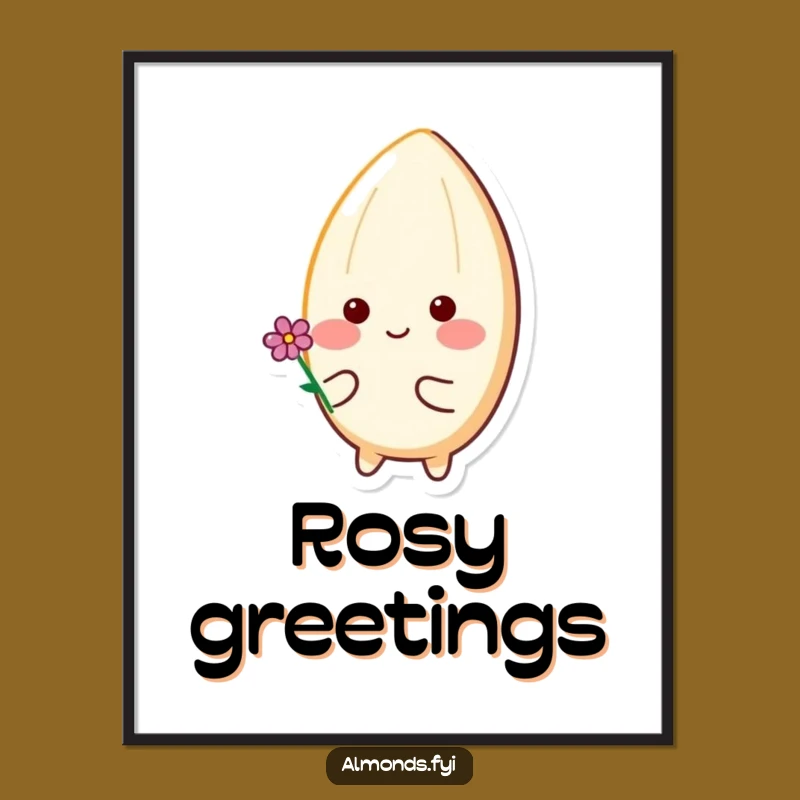 Happy Flower Almond Digital Art - Adorable & Funny Printable Decor!