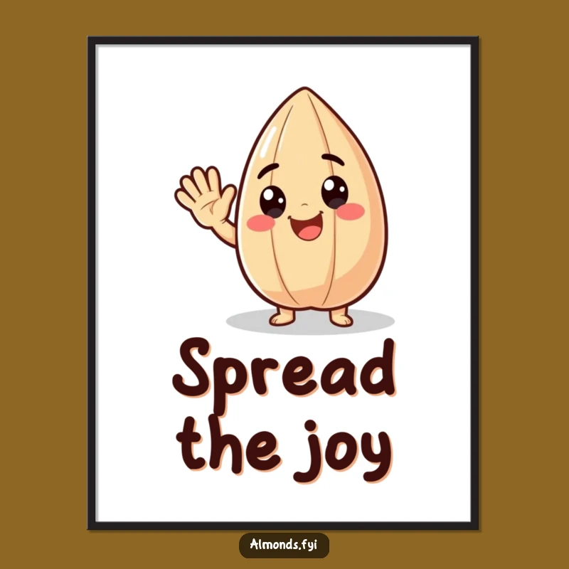 Funny Digital Art Print: Delighted Almond Character, Instant Happy Download