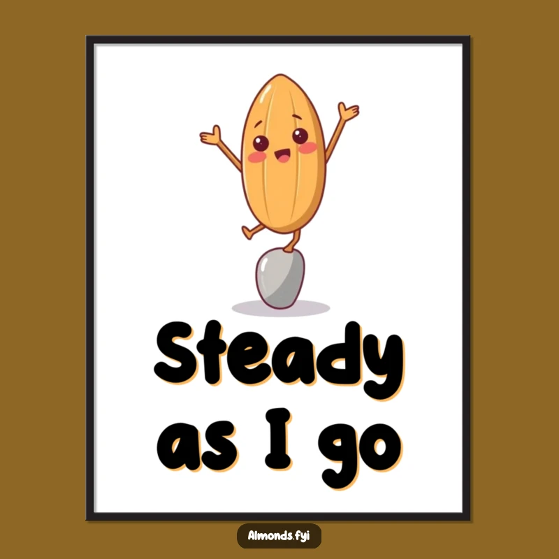 Funny Almond Balancing Act Digital Print - Instant Nutty Character Decor Gift