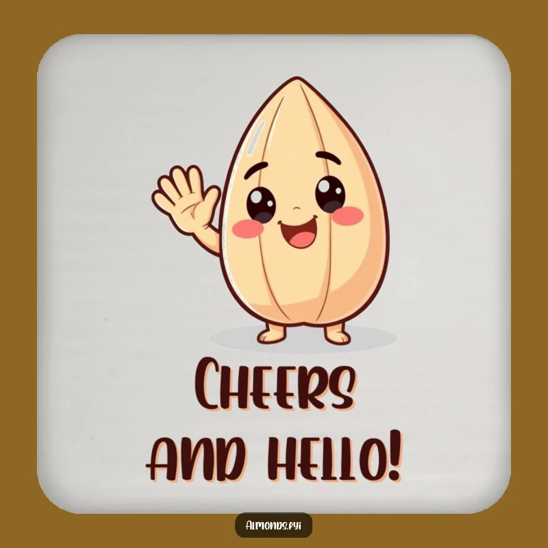 Funny Drink Coaster: Delighted Almond Character, Protect Surfaces with Joy