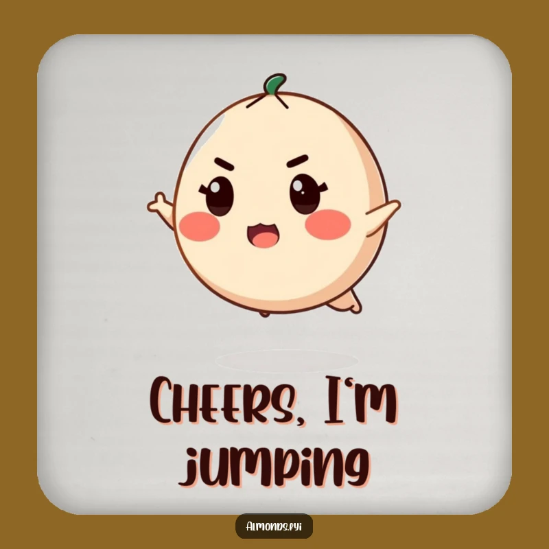 Funny Determined Sip Coaster: Almond Leaps, Quirky Funny Gift