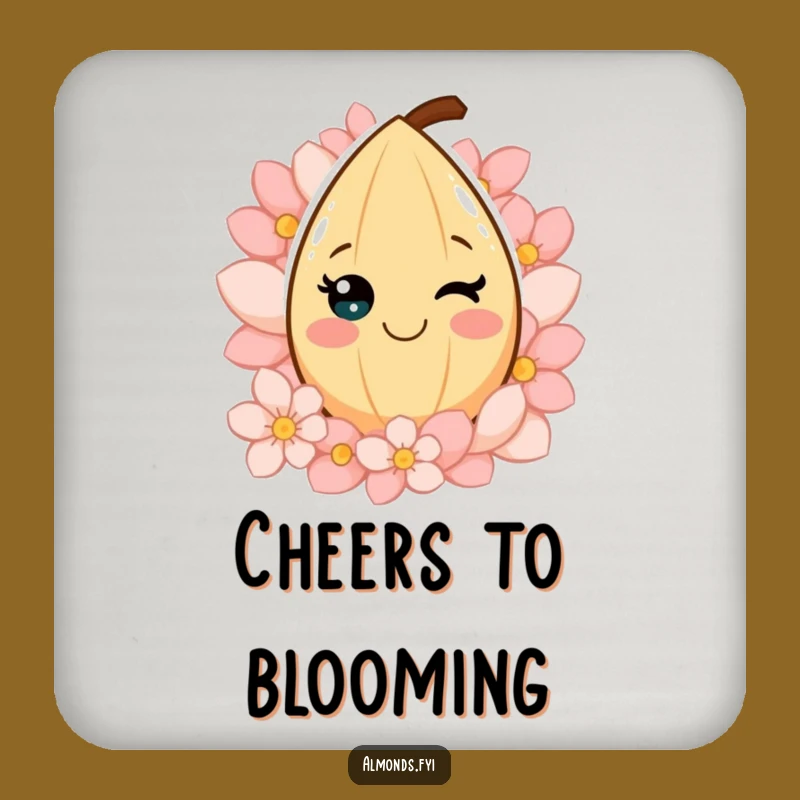 Cheerful Almond Petals Coaster Set - Protect Surfaces with Floral Funny Charm!